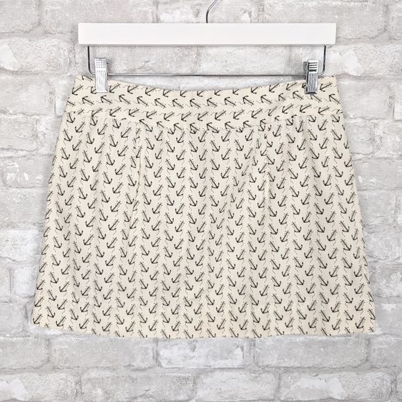 J Crew Anchor Skirt 8 Nautical White Cotton Mini - Picture 2 of 6